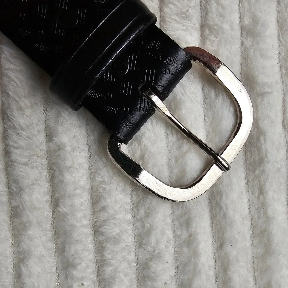 Task Force Mens Basketweave Top Grain Leather Belt 30/32 Black Western Workwear